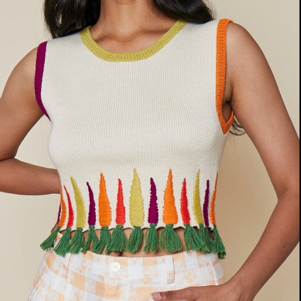 Rachel Antonoff Peter Sleeveless Shell Sweater Rainbow Carrots